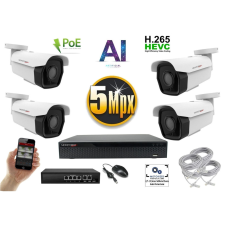 MS - AI IP park kamerarendszer 4 kamerával switchel 5 Mpix - 6185K4B megfigyelő kamera tartozék
