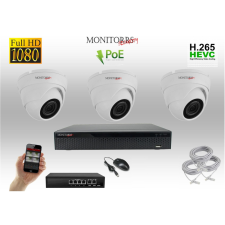  MS - IP Dóm kamerarendszer 3 kamerával switchel 2 Mpix. - 6001K3B megfigyelő kamera