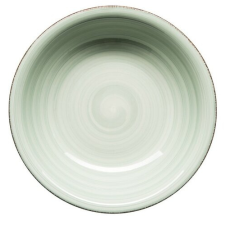 Mäser Bel Tempo kerámia mélytányér 21,5 cm, zöld tányér és evőeszköz