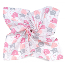 MT T Nagy textil pelenka (120x120) - Fehér alapon rózsaszín elefántok mosható pelenka