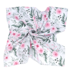MT T Nagy Textil pelenka (120x120cm) - Fehér alapon rózsaszín virágok mosható pelenka