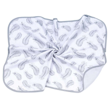 MT T Textil takaró - Fehér alapon szürke tollak babaágynemű, babapléd