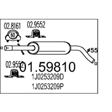 MTS középső hangtompító MTS 01.59810 autóalkatrész