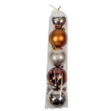  Műanyag gömb amber mix 8cm 5db-os karácsonyfadísz