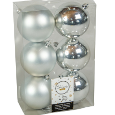  Műanyag gömb ezüst 8cm 6db-os karácsonyfadísz