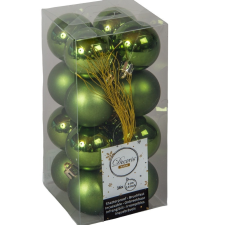  Műanyag gömb fenyő zöld 4cm 16db-os karácsonyfadísz