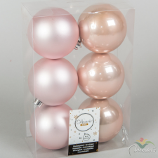  Műanyag gömb rózsaszín 8cm 6db-os karácsonyfadísz