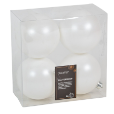  Műanyag gömb téli fehér 10cm 4db-os karácsonyfadísz