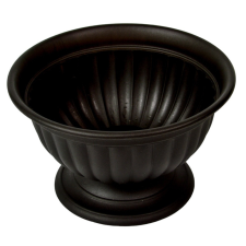  Műanyag kerek talpas bordás tál grafit M26cm D16cm dekorációs kellék