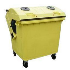  Műanyag kültéri hulladékgyűjtő szelektív hulladékhoz, 1100 l térfogat, sárga szemetes