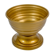  Műanyag mintás talpas tál 25cm x 19cm arany dekorációs kellék