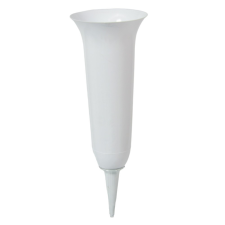 Műanyag sírváza leszúrós nagy fehér D13,5cm M38,5cm dekoráció