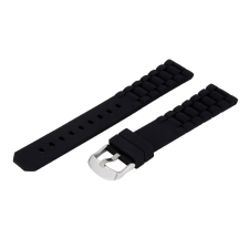  Műanyag szíj, fekete színű szíj, ezüst színű zárral, 20 mm óraszíj