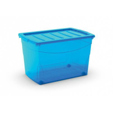  Műanyag tároló doboz fedéllel, kék, 60 l bútor