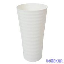  Műanyag váza hullámos oldalú D24cm M48cm - Fehér dekorációs kellék