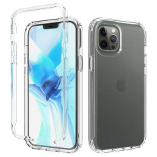  Műanyag védő tok / szilikon hátlap - szilikon szegély, műanyag keret, 2 rétegből áll, ERŐS VÉDELEM! - ÁTLÁTSZÓ - APPLE iPhone 12 Pro Max tok és táska