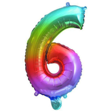 Multicolour Metallic mini 6-os szám fólia lufi 36 cm party kellék