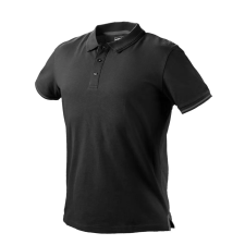  Munkavédelmi póló, galléros, DENIM, fekete, pique, 100% pamut, 196g/m2, XXXL munkaruha