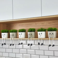  Műnövény dekoráció - cserép, lábakkal - 10 x 20 cm - 2 féle dekoráció