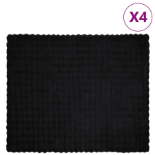  Műnyúl szőrmés takaró 4 pcs Fekete 220 x 240 cm Poliészter lakástextília