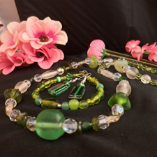  Muránói üveg nyaklánc + fülbevaló + karkötő, egyedi és elegáns ékszer szett