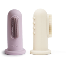 MUSHIE Finger Toothbrush ujjra húzható fogkefe gyermekeknek Soft Lilac/Ivory 2 db fogkefe