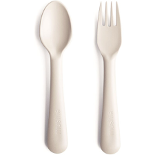 MUSHIE Fork and Spoon Set étkészlet Ivory 2 db babaétkészlet