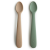 MUSHIE Silicone Feeding Spoons kiskanál Dried Thyme/Natural 2 db