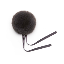 Műszőrme pompom, 11cm - Sötét szürke rövidáru