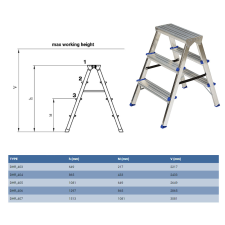 MUTA Két oldalt járható alu létra 2x3 létra és állvány