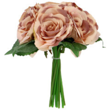  Művirág, selyemvirág - Rózsacsokor (27x25 cm), halvány rózsaszín dekoráció