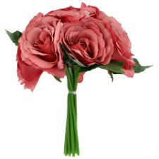  Művirág, selyemvirág - Rózsacsokor (27x25 cm), rózsaszín dekoráció