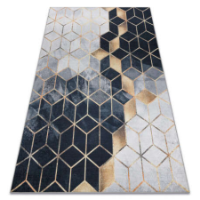 My carpet company kft ANDRE 1171 mosható szőnyeg Kocka, geometriai csúszásgátló - fekete / arany 120x170 cm lakástextília