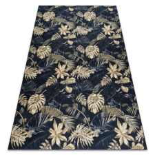 My carpet company kft ANDRE 1311 mosható szőnyeg Levelek csúszásgátló - fekete / arany 80x150 cm lakástextília