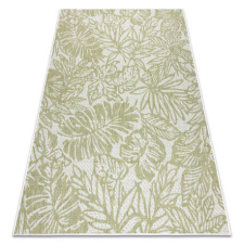 My carpet company kft Fonott sizal szőnyeg SION Levelek, tropikus 22128 lapos szövött ecru / zöld 80x150 cm lakástextília
