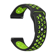 Mybandz 20SKU4578 lélegző szilikon óraszíj / fekete-zöld / 20mm okosóra kellék