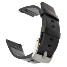 Mybandz 22SKU2133 OLASZ PRÉMIUM BŐRÓRASZÍJ / FEKETE-EZÜST CSAT / 22MM okosóra kellék