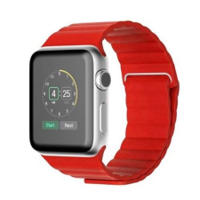Mybandz Apple Watch 42/44mm mágneses bőr óraszíj piros (APW422345) (APW422345) okosóra kellék