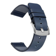 MYBANDZ Olasz prémium bőróraszíj - sötétkék ezüst csattal/ 20mm okosóra kellék