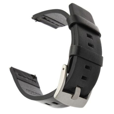 Mybandz prémium bőr óraszíj 22mm fekete, ezüst csattal (22SKU2133) (22SKU2133) okosóra kellék