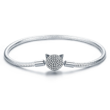  MyCharm 925 Ezüst Kígyólánc | Elbűvölő Cicás Charm Karkötő – 18 cm karkötő