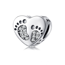  MyCharm Baba Lábnyom Szívben 925 Ezüst Charm medál