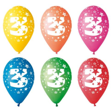 N/A Léggömb 26cm - 3-as szám (5db) (11-PRINT3) party kellék