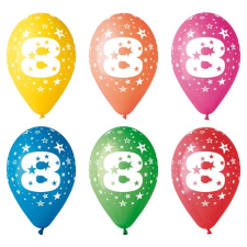 N/A Léggömb 26cm - 8-as szám (5db) (11-PRINT8) party kellék