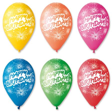 N/A Léggömb 30 cm - "Happy Birthday" Tüzijáték (10 db) (11-PRINTHBTUZIJAT) party kellék
