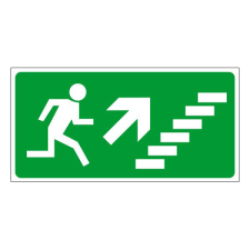 N/A Menekülési út, vészkijárat jobbra lépcsőn fel (DKRF-MEN-1501-2) információs címke
