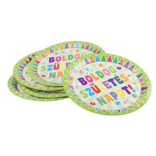 N/A Papírtányér 23 cm - Boldog születésnapot/Zászlós (6 db) party kellék