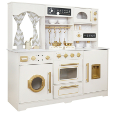  Nagy fából készült konyha Glamour stílusú arany kiegészítők Fény + hangok ZA5270 konyhakészlet