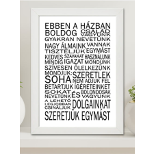 Nagy falikép házavatóra - Boldog család grafika, keretezett kép