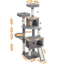  Nagy macskafa, 5 rétegű többszintű kialakítás, erős faépítés, AMT0181Y, XL macskabútor